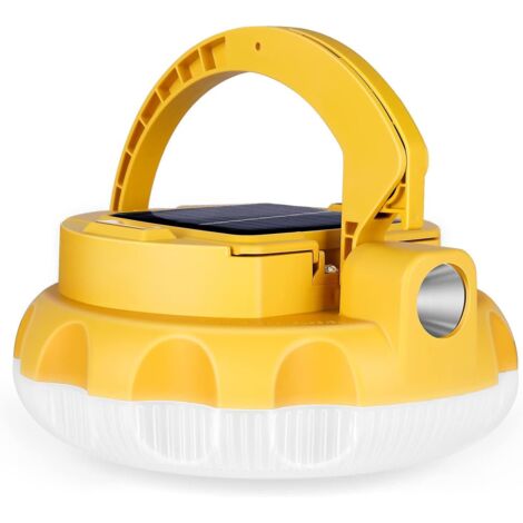 Lampe solaire de camping avec batterie rechargeable Type-C de 4800 mAh, 4 modes d'éclairage pour les randonnées nocturnes