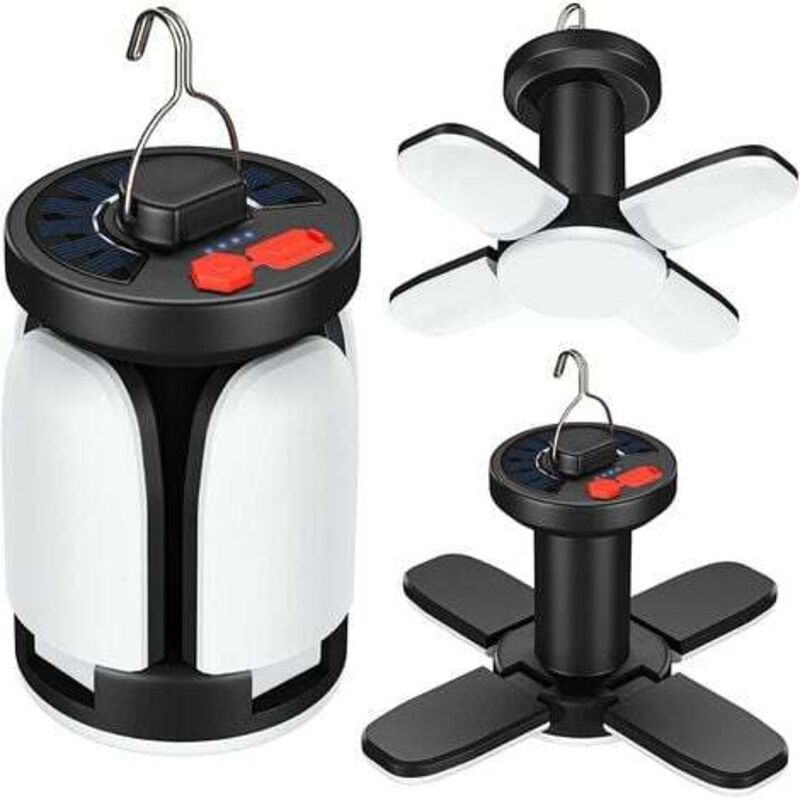 Lampe solaire de camping LED Lanterne de camping avec 6 modes SOS étanche USB rechargeable portable à piles Lampe