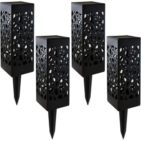 Lampe solaire de jardin à LED, lampadaire solaire extérieur, 4 pièces (creux noir)