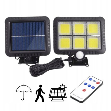 Lampe solaire de jardin avec détecteur de mouvement et de luminosité, 120 LED + télécommande