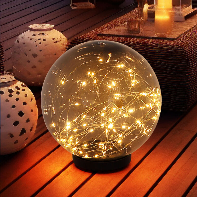 Lampe solaire de jardin Lampe boule fumée led Lampe d'extérieur Boule solaire, avec piquet de terre, fumée,50x 0,06W led, DxH 30x40 cm