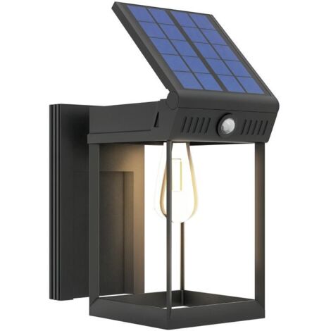 Lampe solaire de jardin, éclairage extérieur, lampe solaire, résistante aux projections d'eau, détecteur de mouvement, 14 cm x 24 cm x 24 cm, noire