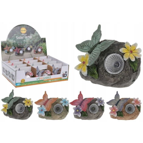 Lampe solaire de jardin papillon sur pierre 10 cm