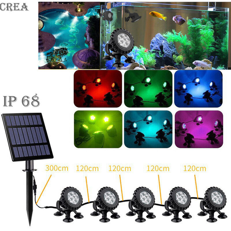Lampe solaire de piscine, projecteur solaire sous-marin à LED RVB avec fonction de changement de couleur RVB, étanchéité IP68 (modèle à ventouse) Lampe solaire de piscine, projecteur solaire sous-marin à LED RVB avec fonction de changement de couleur RVB, étanchéité IP68 (modèle à ventouse)
