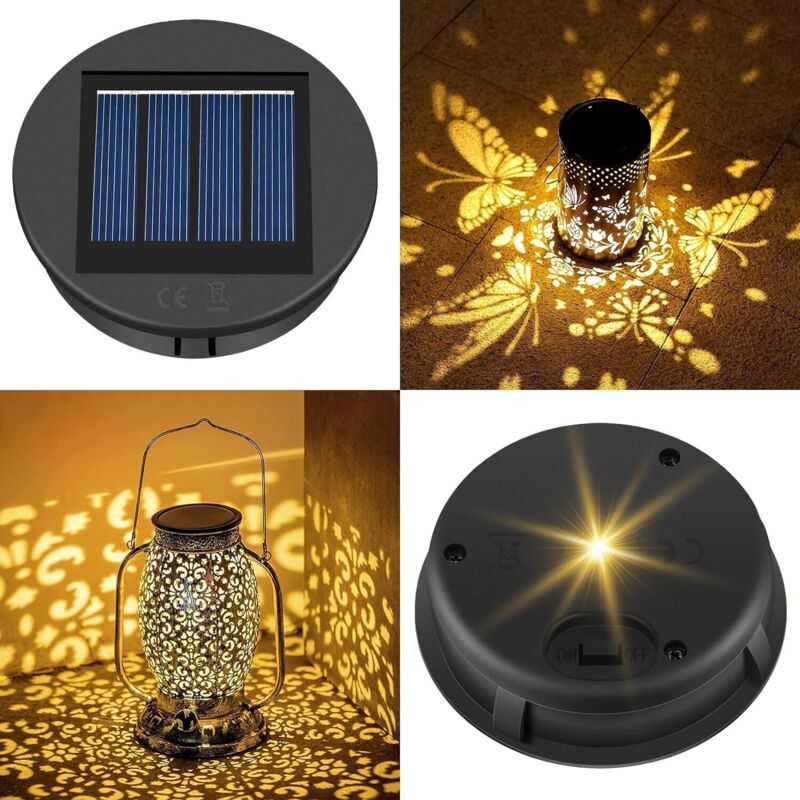 Lampe solaire de remplacement de 8cm, panneau solaire de remplacement couvercle avec Ampoule LED, lampe solaire supérieure de remplacement pour lampe
