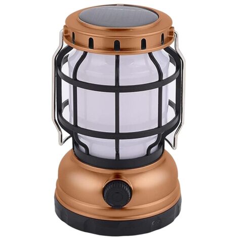 Lampe solaire de tente en bronze – Lampe de survie étanche  Lampe de camping, lampe de camping rechargeable par USB, lampe d'extérieur, lampe solaire, convient pour le camping, la randonnée, les panne