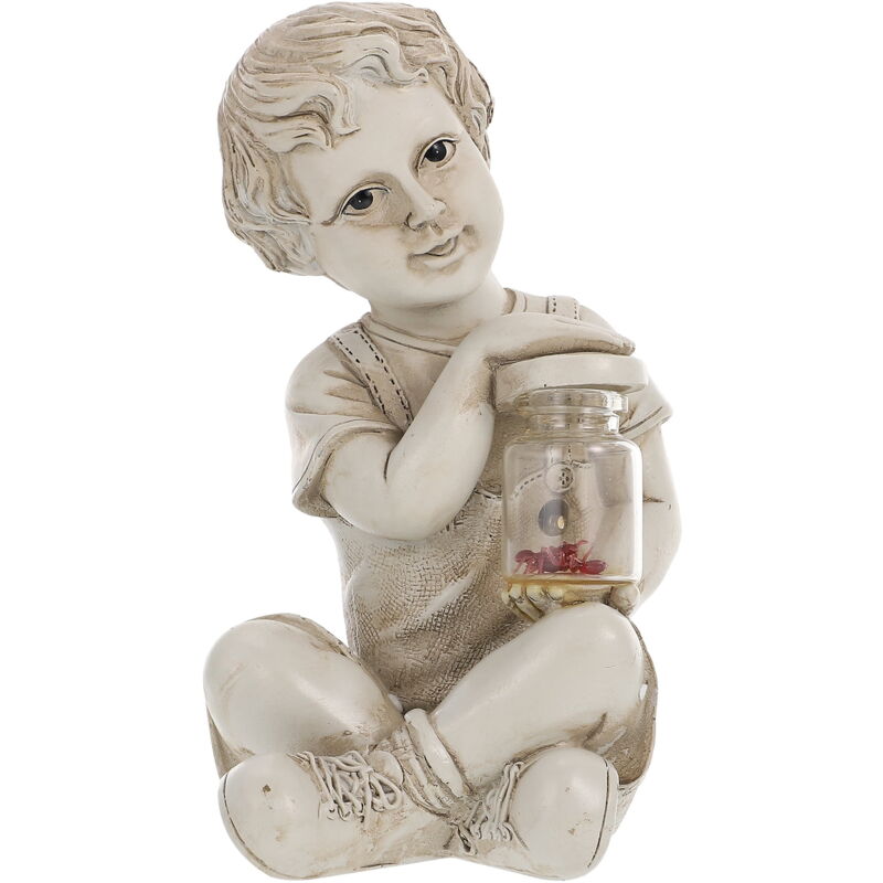 Lampe solaire décorative de jardin en résine, ornement humain, statue de jardin