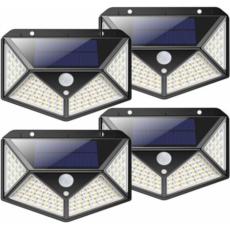 Lampe solaire d'extérieur 100 LED 2200mA Capteur de mouvement d'éclairage solaire extérieur, puissant projecteur solaire sans fil, lumière solaire avec 3 modes d'éclairage pour jardin, cour - paquet d