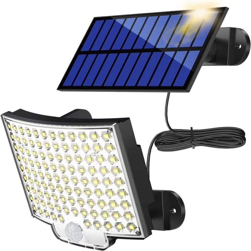 Lampe solaire d'extérieur, 106 led avec détecteur de mouvement, étanchéité IP65, angle d'éclairage de 120°, applique murale solaire pour jardin avec