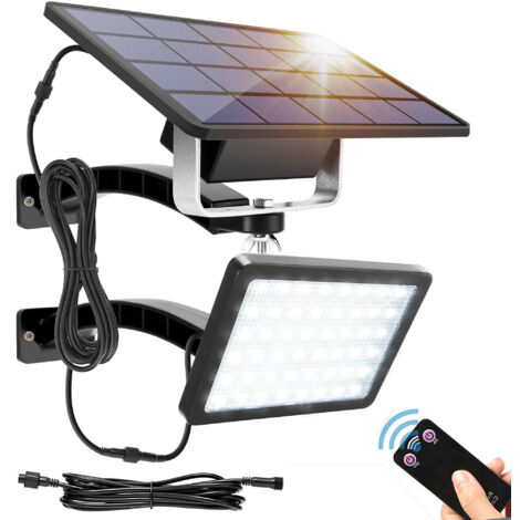Lampe solaire d'extérieur à 48 LED de 1 000 lumens, éclairage lumineux, éclairage de sécurité, étanche IP65, idéal pour un mur, un porche, un hangar, une maison, un garage