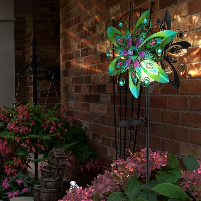 Globo - Lampe solaire d'extérieur à led, éolienne colorée, lampe de jardin, décoration h 124 cm
