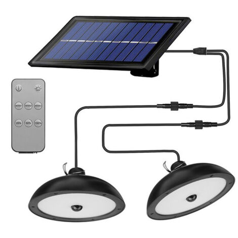 Lampe solaire d'extérieur avec capteur de corps humain et télécommande, étanche et luminosité réglable, adaptée aux jardins, poulaillers, balcons et camping (lumière Blanc froid)