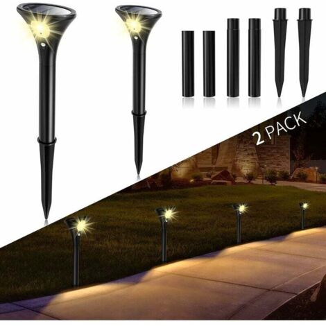 Lampe solaire d'extérieur avec détecteur de mouvement étanche Lampes solaires d'extérieur sans fil réglables Lampe de sécurité LED Blanc chaud Pack de 2 Spots solaires pour allée de jardin terrasse (3
