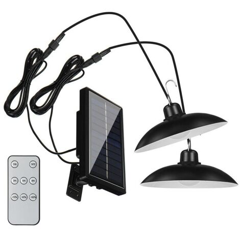 Lampe solaire d'extérieur avec détecteur de mouvement – Panneau solaire réglable à 360° – IP65 – 2 lampes avec télécommande – Câble 3 m