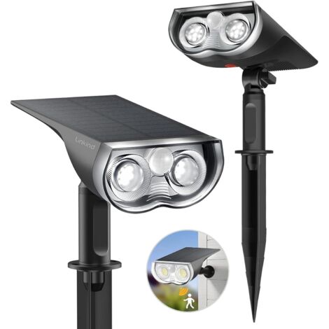 Lampe solaire d'extérieur avec détecteur de mouvement, projecteur solaire puissant de 800 lm, éclairage blanc froid, idéale pour les allées de jardin.