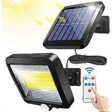 Lampe solaire d'extérieur, avec télécommande, détecteur de mouvement étanche, 100 LED IPX65, puissante lampe solaire d'extérieur étanche pour garage, portail