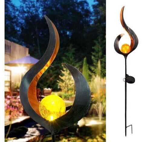 Lampe solaire d'extérieur de jardin, lampe à flamme solaire en métal avec effet de flamme creuse, lampe de poche solaire étanche, décoration de jardin, éclairage paysager, passage, cour, terrasse