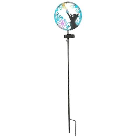Lampe solaire d'extérieur en forme de chat, figurine de chat en métal avec lumières solaires --