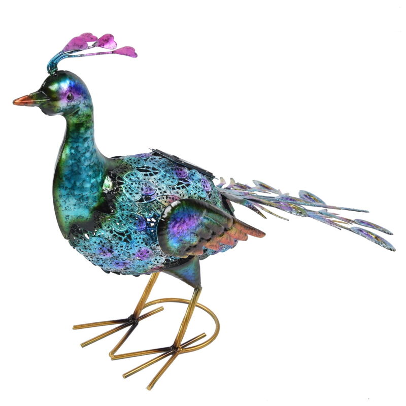 Feiyue - Lampe solaire d'extérieur en forme de paon vif, décoration de jardin, lumière pour cour, pelouse