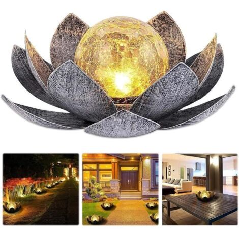 lampe solaire d'extérieur, fleur de lotus lanterne solaire avec des effets lumineux blanc chaud lumineux, IP44 étanche lampes