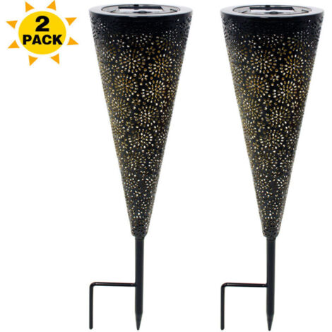 Lampe solaire d'extérieur, lumière de prise de terre de jardin à LED, lumière métallique étanche IP65 pour l'extérieur, Patio, chemin-paquet de 2