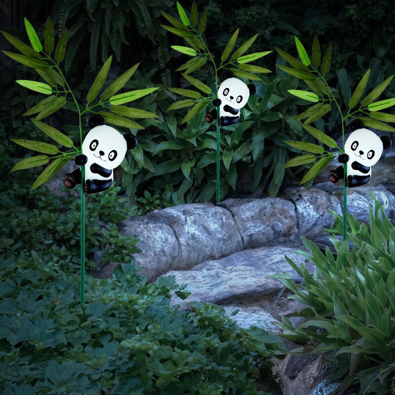 Lampe solaire d'extérieur panda lumière décorative lampe solaire Lampe d'extérieur enfichable figure animale, batterie rechargeable, 1x led blanc