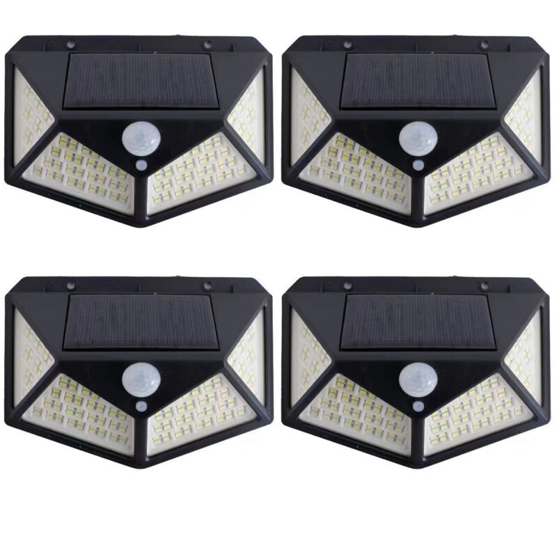 Lampe solaire d'extérieur pour jardin, applique murale à induction pour le corps humain, quatre côtés, 100 led, éclairage domestique rechargeable,