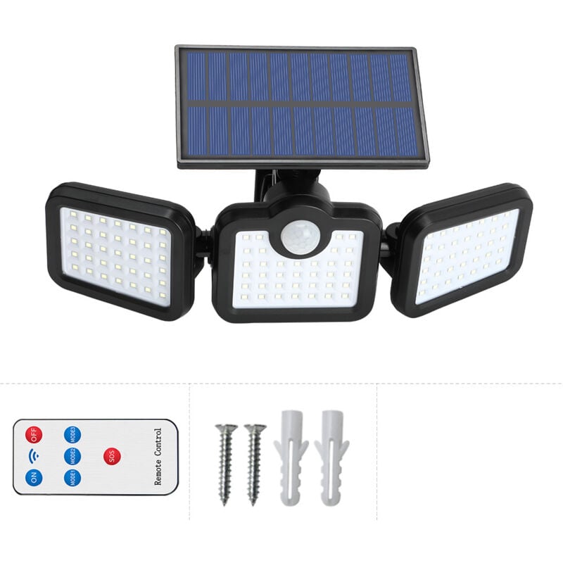 Lampe solaire d'extérieur,3000LM lampe d'extérieur à détecteur de mouvement,IP65 lampe solaire de sécurité étanche pour le garage, le patio et la
