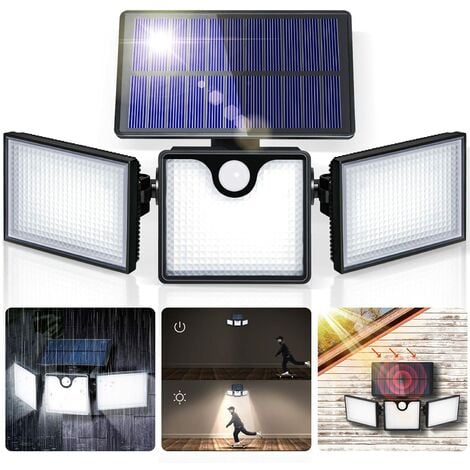 BEIJIYI Lampe solaire d'extérieure, lampe de sécurité solaire, peut être utilisée dans les garages et les jardins, réglable à 360 degrés, applique murale étanche IP65.