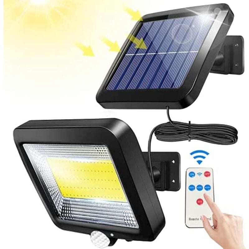 Gotrays - Lampe solaire d'extérieur avec détecteur de mouvement infrarouge, 100cob Lampe solaire d'extérieur avec détecteur, 180lm étanche Ip65