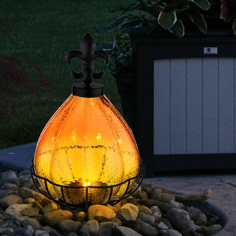 Lampe solaire d'extérieur lampe solaire de jardin sur pied lampe de table led solaire extérieur effet verre, métal, effet de lumière, 1x led blanc