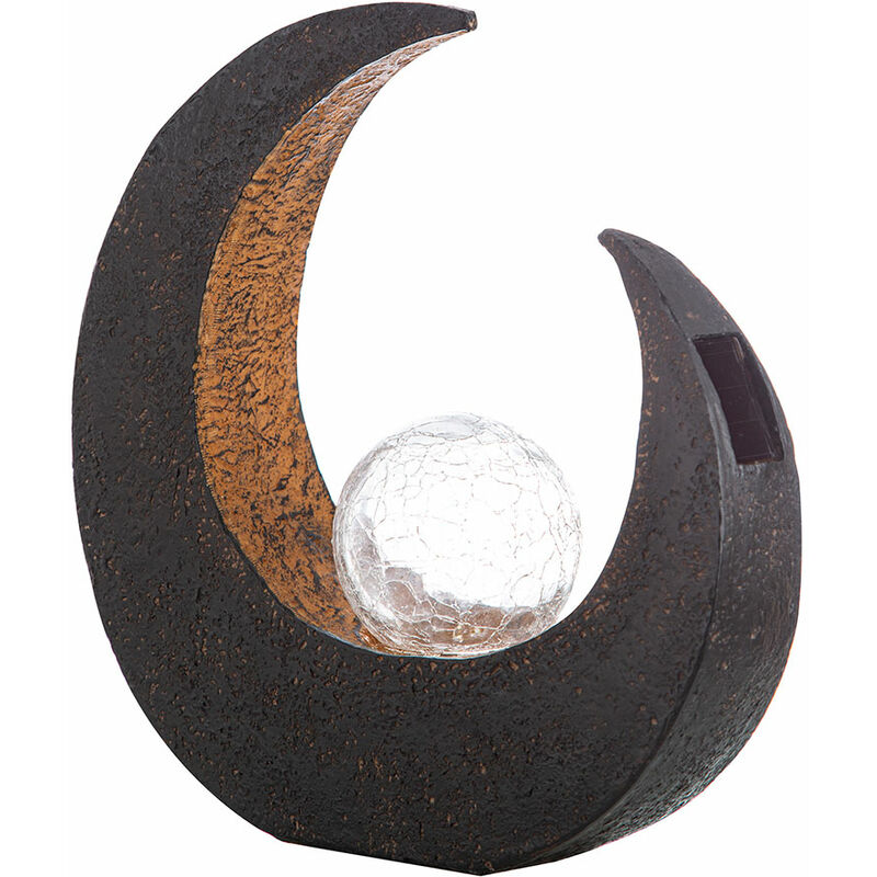 Nino - Lampe solaire d'extérieur lumière décorative de patio demi-lune extérieur, brun noir, boule de verre, 1xLED 0,06W, LxlxH 29,x9x30,3 cm 56010108