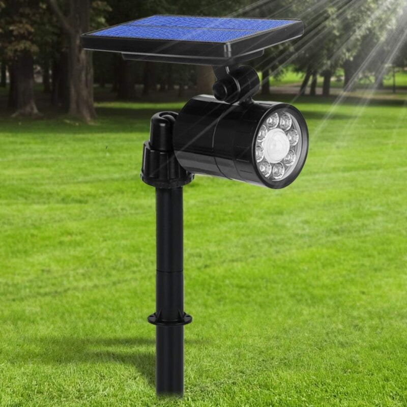Lampe solaire d'extérieur ultra puissante avec détecteur de mouvement, 7 spots solaires led 800 lumens, étanche IP65, 4 modes d'éclairage extérieur