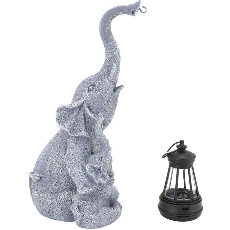 SNQ - Lampe solaire éléphant mère-bébé étanche jardin pelouse