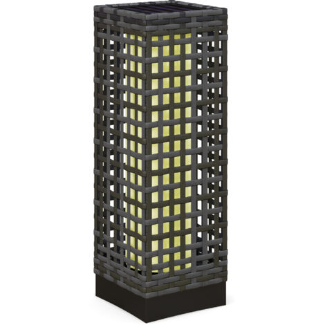Lampe solaire en rotin, balise étanche avec capteur de luminosité, lampe de jardin LED automatique, éclairage extérieur pour balcon, gris acier