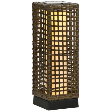 Lampe solaire en rotin, étanche, avec capteur de lumière, lumière extérieure à LED, 15,5x15,5x46cm