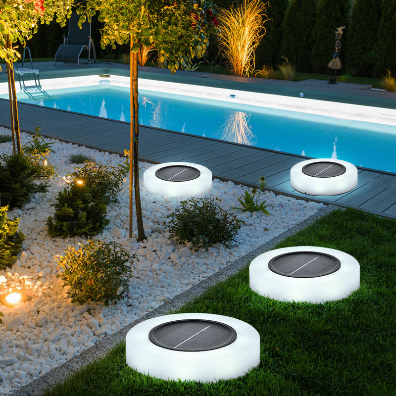 Lampe solaire enfichable lampe solaire spot de sol spot de sol spot solaire, piquet de sol, IP44, 8x led 3200K blanc chaud, DxH 10,5x13,5 cm, lot de 4