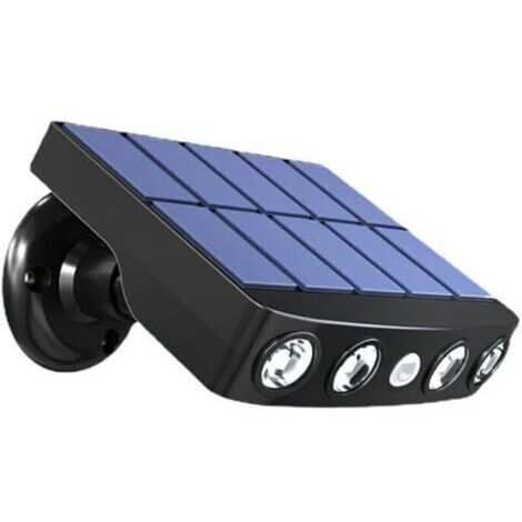Lampe solaire extéri étanche orientable avec détect de mouvement - Panneau a recharge rapide Haute Qualité - 4 Leds COB Blanc froid 500 Lumens - Allumage automatique IP65 Neige Pluie Chal