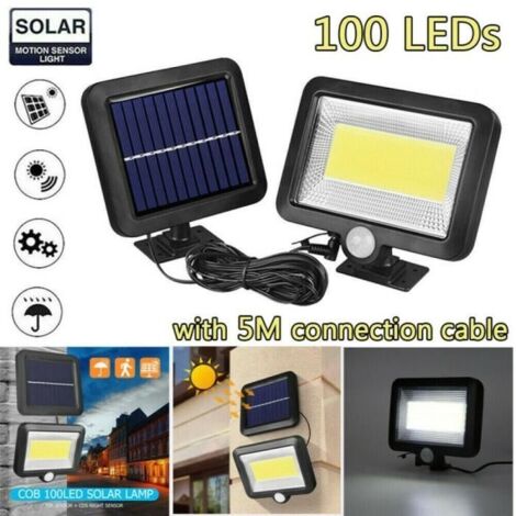 Lampe Solaire Extérieur 100 LED - Détecteur de Mouvement - Étanche - Câble de 5m