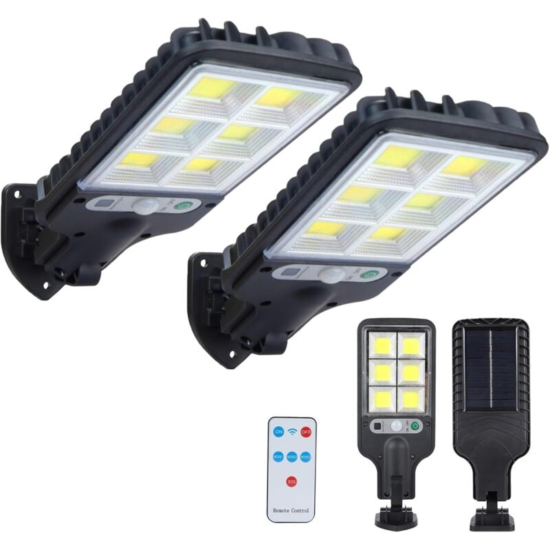 Lampe Solaire Exterieur, 2 Pack Lumiere Solaire Exterieur avec Détecteur de Mouvement, Eclairage Solaire Extérieur Étanche avec Télécommande, Haut