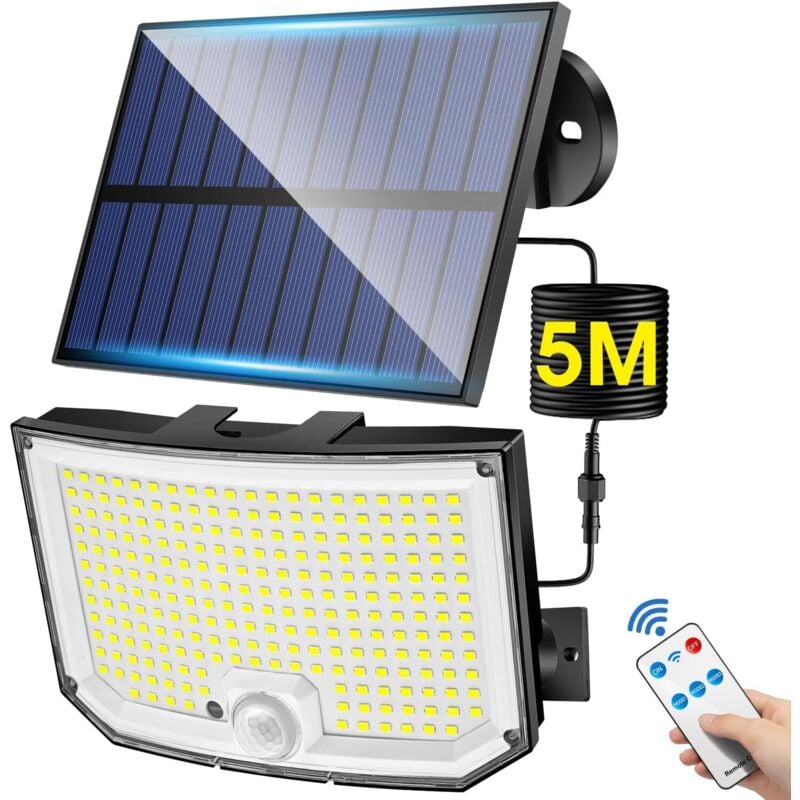 Image of Lampe Solaire Exterieur, 238LED 2000LM Lumiere Solaire Exterieur Detecteur de Mouvement Eclairage Exterieur Solaire, 3 Modes&Télécommande Projecteur
