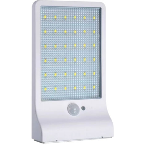 Lampe Solaire Exterieur 36 LED Détecteur de Mouvement Lumière Dimmable avec Télécommande Sans Fil Étanche Lampe Solaire pour Porte Couloir Patio Fence  sans Pôle （Blanc）