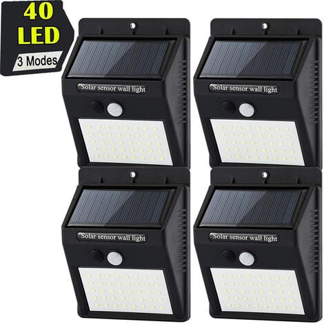 WERWING Lampe Solaire Extérieur, [4 Pack 144 LED] Lumière Solaire Etanche éclairage Solaire avec Détecteur de Mouvement, 3 Modes Spot LED Solaire Sécurité Sans Fil Applique Lampe Mural pour Jardin