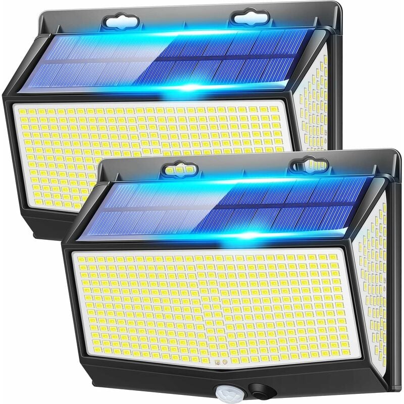 Lampe Solaire ExtéRieur, [468 led 2000 Lumens 2 Pack] , Elairage avec DéTecteur de Mouvement, Spot led, LumièRe Puissante Sans Fil Jardin [Classe