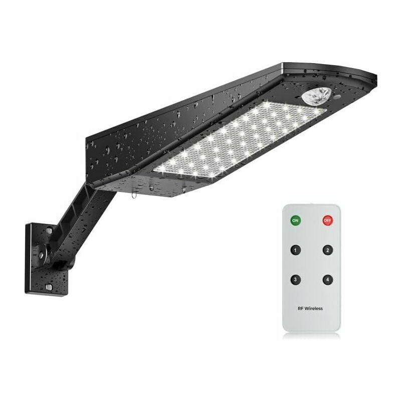 Lampe Solaire Exterieur 48 LED 900lm, IP65 étanche lumiere projecteur solaire exterieur, avec Support réglable et Télécommande, 120° lampe solaire