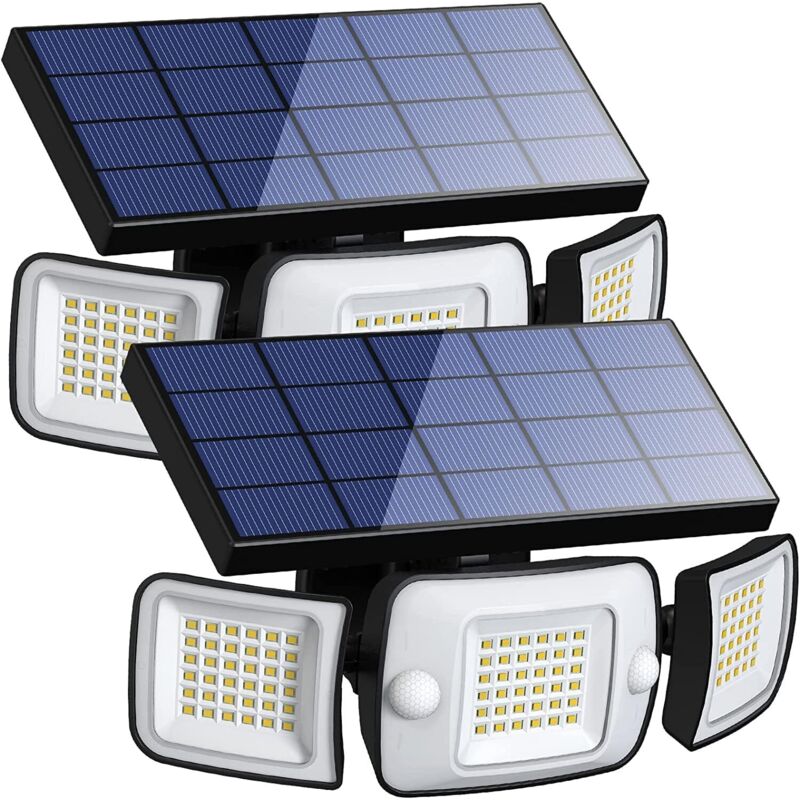Lampe Solaire Exterieur 6000mAh Lumière Solaire Extérieure avec Détecteur de Mouvement 1200LM IP65 Eclairage Exerieur Solaire Projecteur LED de
