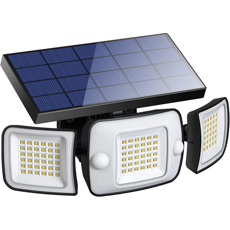 Lampe Solaire Exterieur 6000mAh Lumière Solaire Extérieure avec Détecteur de Mouvement 1200LM IP65 Eclairage Exerieur Solaire Projecteur LED de