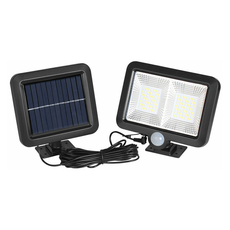 Lampe Solaire Exterieur Detecteur de Mouvement, LED Spot Solaire Exterieur, Étanche IP65 Angle d'éclairage de 120°, Lumière Solaire avec Câble de 5M