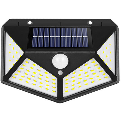 Lampe Solaire Exterieur Detecteur de Mouvement Lumiere Projecteur Led Éclairage Mural d'extérieur Spot Solaire IP65 Etanche 3 Modes Luminaire pour Jardin Garage Carport Terrasse Maison
