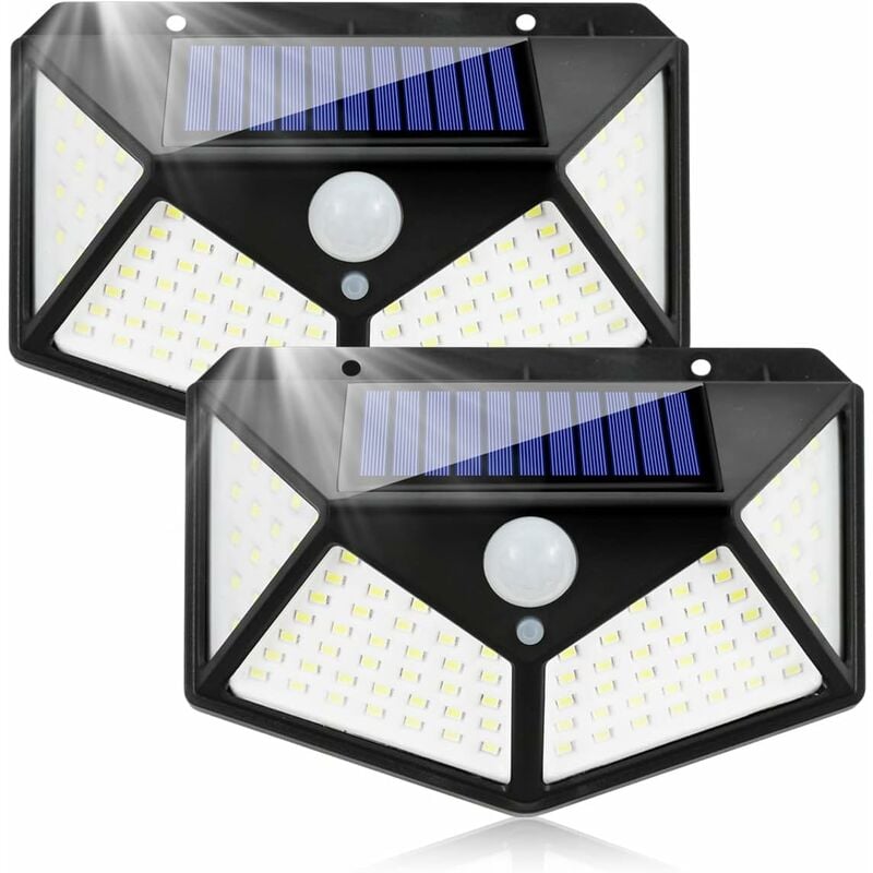 Lampe Solaire Exterieur Detecteur de Mouvement Lumiere Projecteur Led Éclairage Mural d'extérieur Spot Solaire IP65 Etanche 3 Modes Luminaire pour